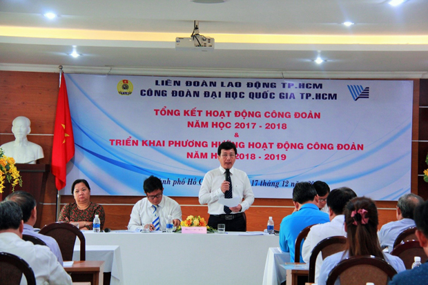 ThS. Lâm Tường Thoại - Chủ tịch Công đoàn ĐHQG-HCM điều hành Hội nghị