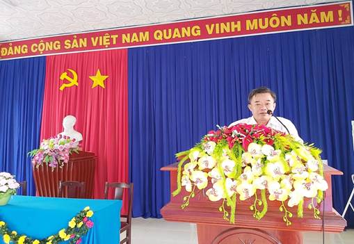 Chủ tịch UBND xã Mỹ Chánh, huyện Ba Tri, tỉnh Bến Tre phát biểu