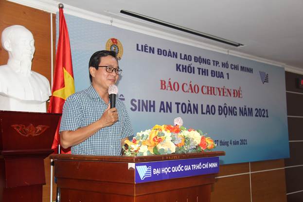 Phó Chủ tịch Công đoàn ĐHQG-HCM Trần Anh Cường phát biểu khai mạc