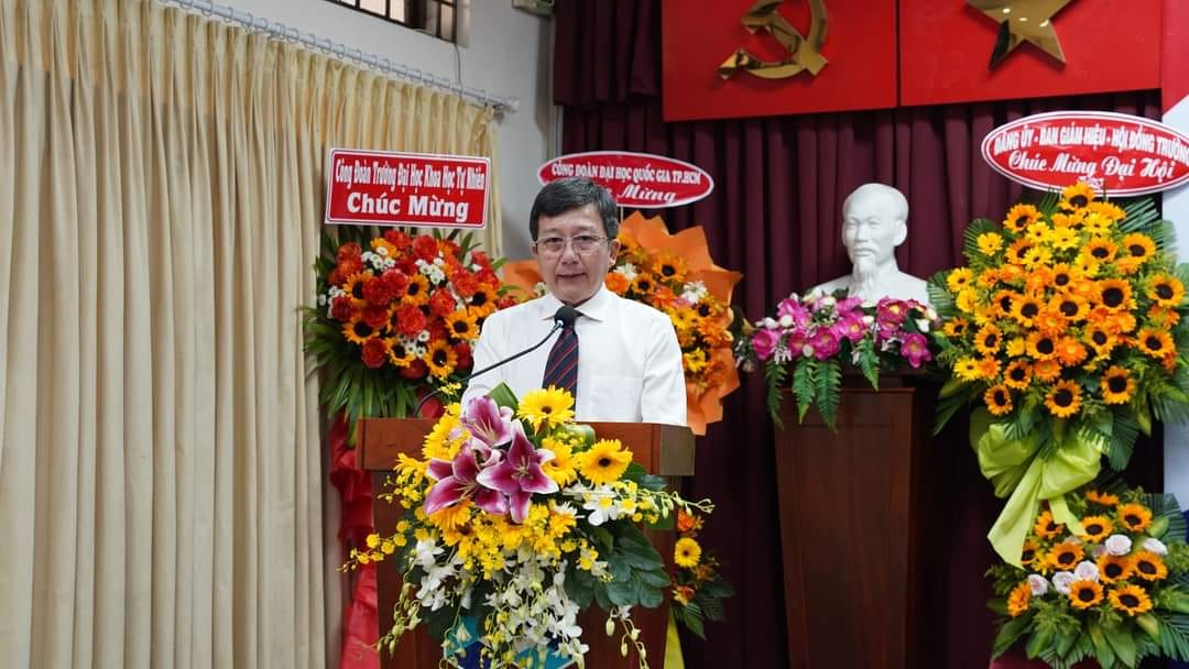 ThS. Lâm Tường Thoại, Chủ tịch Công đoàn ĐHQG-HCM phát biểu tại Đại hội