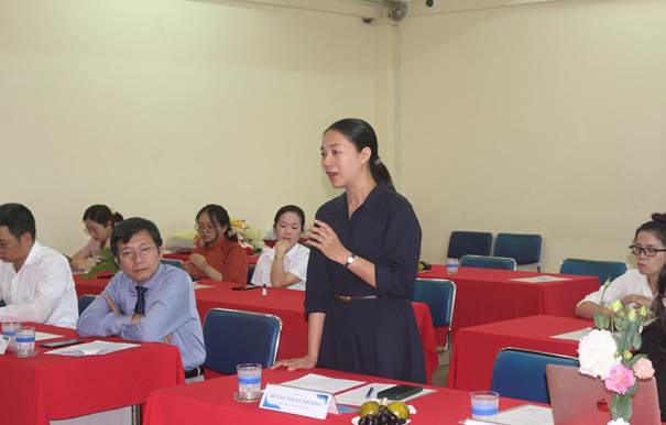 Đ/c Huỳnh Thị Mỹ Phương – Phó Bí thư, Giám đốc TVTT phát biểu tại Đại hội