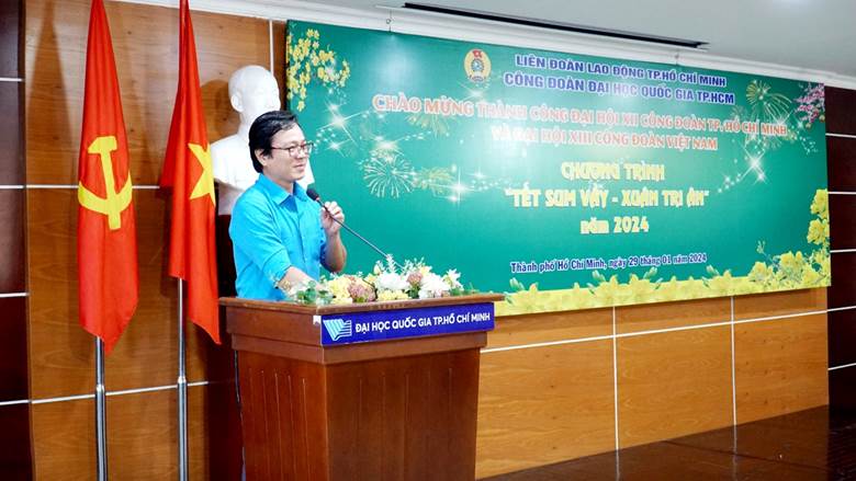 ThS Trần Anh Cường - Chủ tịch Công đoàn ĐHQG-HCM, phát biểu tại hội nghị